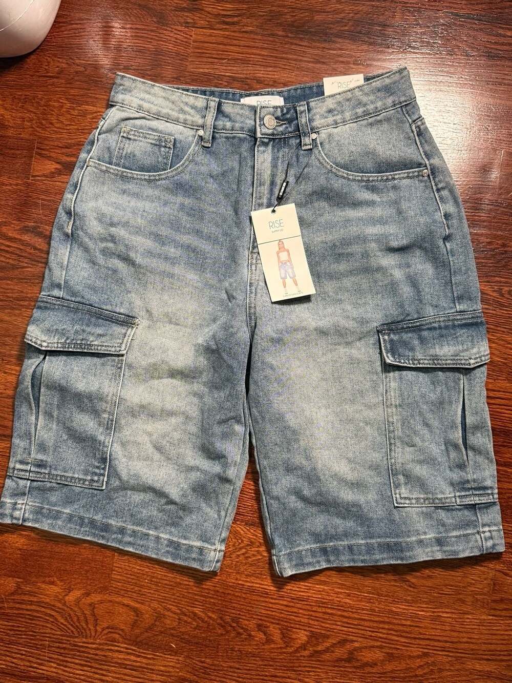 Rise Supply Co Blue Denim Cargo Jorts